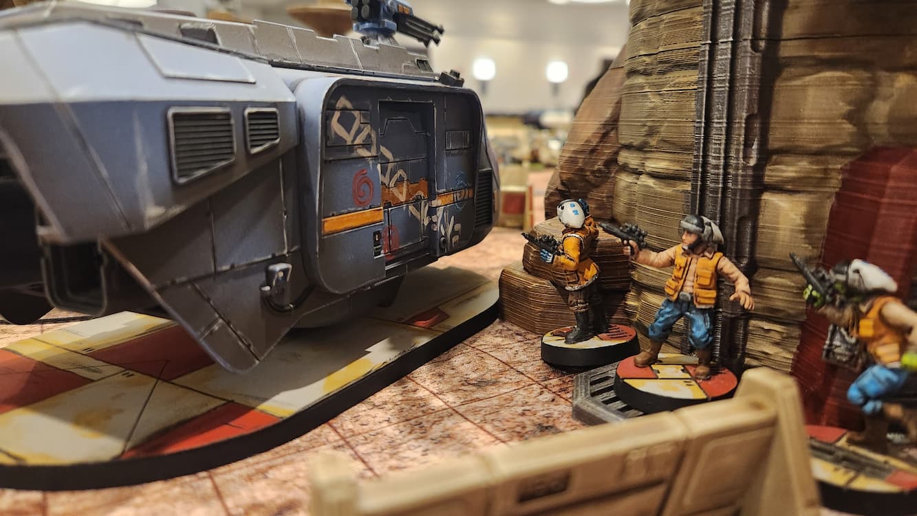 Rebel Fleet troopers hide behind a bus